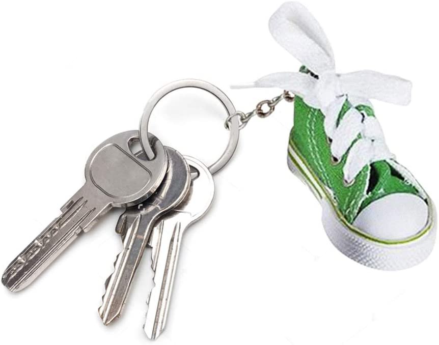 Mini Canvas Sneaker Keychains for Kids and Adults - Set of 12 - 3" Tennis Shoe Key Chains - Cool Birthday Party Favors, Goody Bag Fillers, Prize for Boys and Girls, Fundraising Item