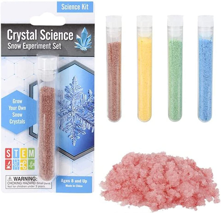 Growing Snow Crystal Test Tubes, Set of 4, Science Kit for Kids, Snow Experiment Set, Educational STEM Toys for Boys and Girls, Unique Birthday Party Favors for Children