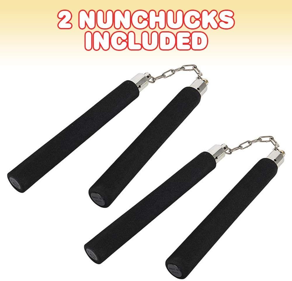 Foam Nunchucks for Kids, Set of 2, Fun Ninja Toys for Boys and Girls, Martial Arts Training Equipment, Practice Nunchucks with Soft Handles, Ninja Costume Props and Party Favors