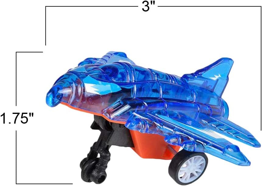 ArtCreativity Press and Go Transparent Airplane Toys, Set of 12, Fighter Jet Toys in Assorted Colors, Aviation Party Favors for Kids, Goodie Bag Fillers and Teacher Rewards