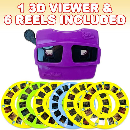 ArtCreativity 3D Viewer Toy with 6 Reels, 3D Reel Viewer with Baseball, Flowers, Space, Dinosaurs, Animals, and Insects Slides, Immersive Slide Viewer for Kids in Vibrant Colors