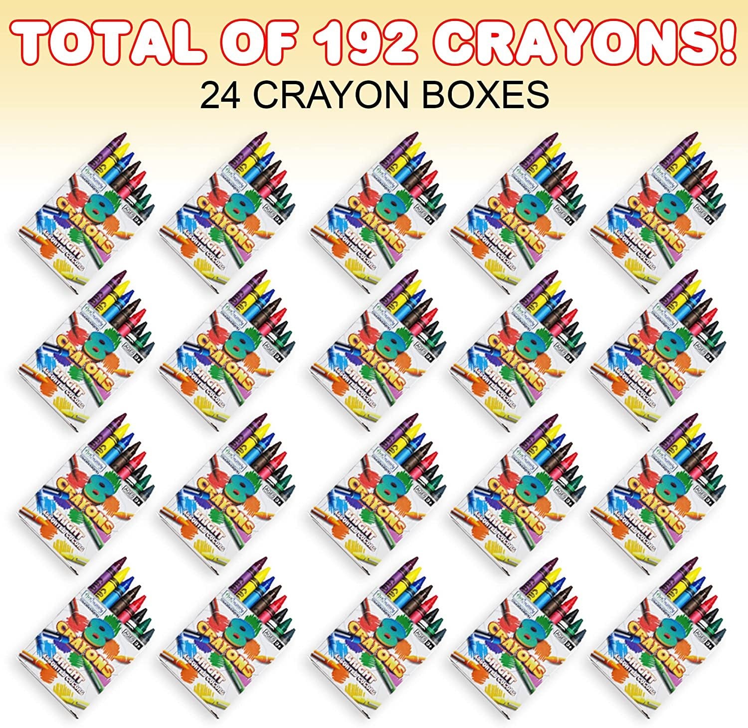 Mega Crayons Set - 192 Crayons Set - Artistic Crafts and Supplies - Fun Party Favor and Prize for Kids Ages 3+