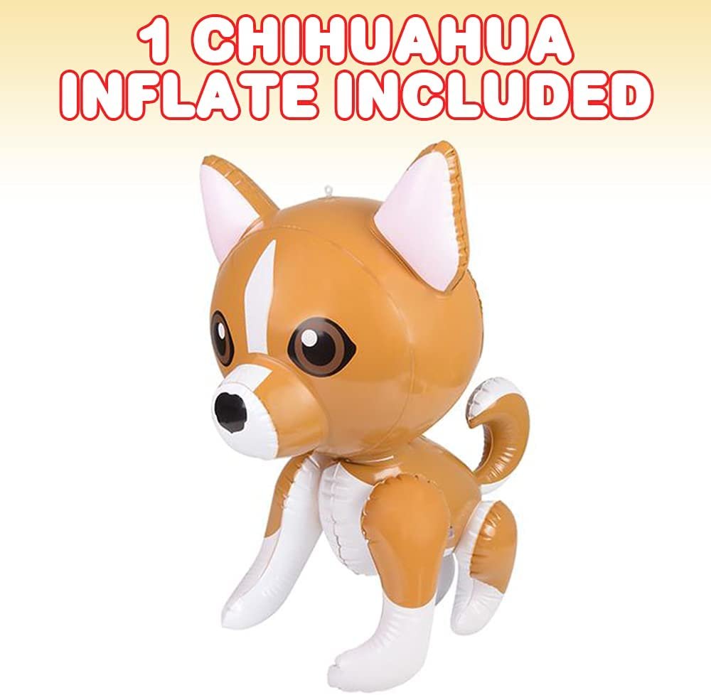 ArtCreativity Chihuahua Inflate, Animal Party Decorations and Supplies, Blow-Up Dog Inflate for Animal Birthday Party Favors, Pool Party Float, and Game Prize for Kids