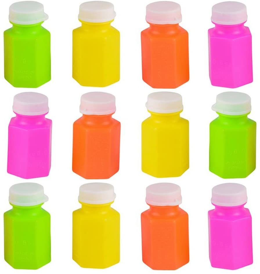 ArtCreativity Mini Neon Bubble Bottles - Pack of 24 - 0.6 Oz - Assorted Neon-Colored Summer Party Favors - Perfect Small Game Carnival Prizes for Kids Ages 3+