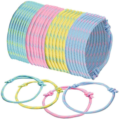 ArtCreativity Adjustable Friendship Bracelets, Set of 48, Cotton Bracelets for Kids in Pastel Colors, Fun Party Favors, Easter Egg Fillers, Easter Basket Suffers, and Goodie Bag Stuffers
