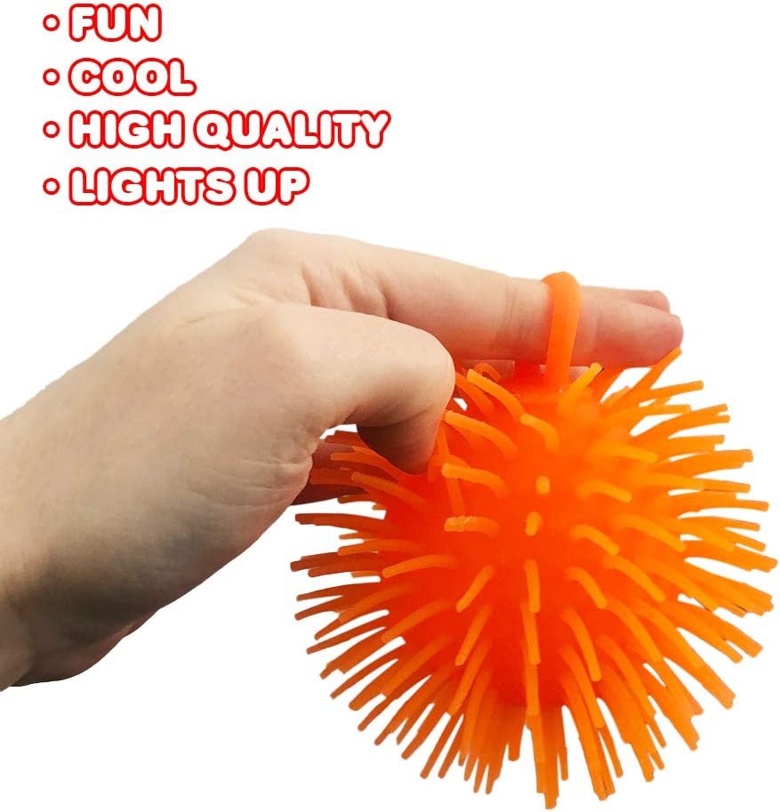 Light Up Spiky Puffer Stress Relief Balls, Pack of 12, Soft Squeeze Fidget Toys for Kids and Adults, Calming Squeezy Sensory Balls for Autistic Children, Birthday Party Favors