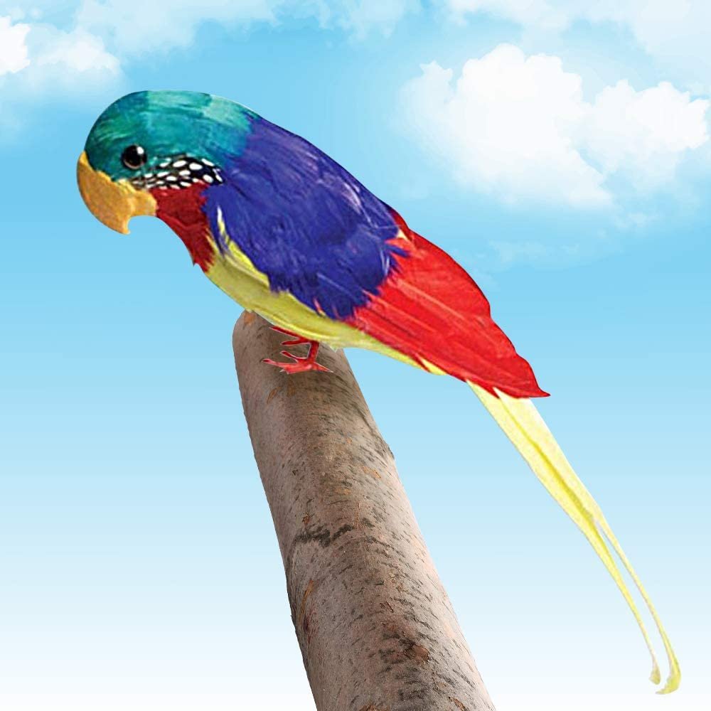 11" Parrot, Realistic Parrot Party Decoration with Lifelike Feathers, Artificial Parrot Bird for Tropical Party and Home Décor, Feathered Parrot on Shoulder Prop for Pirate Costume