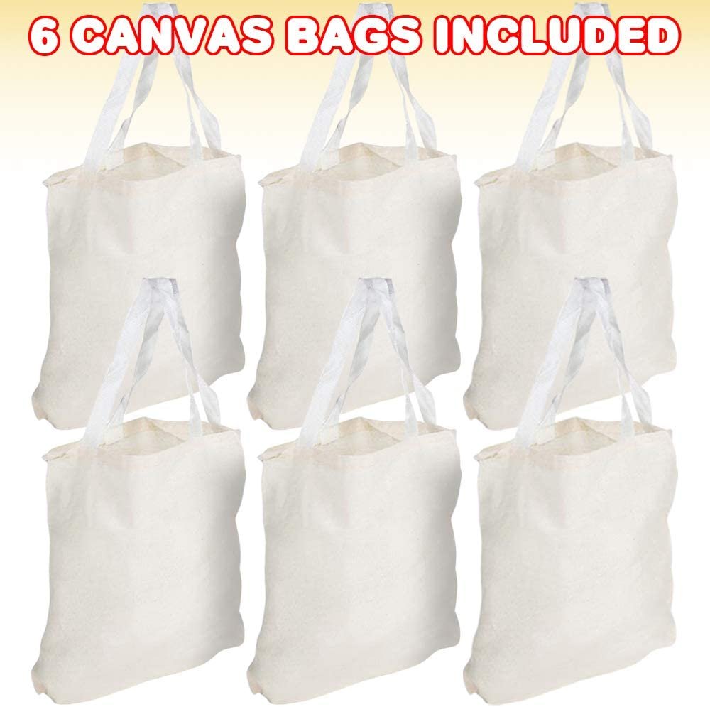 Canvas Tote Bags - Pack of 6 - Heavy Fabric Cloth Bags with Handles, Canvas  Bags for Crafts, Gifts, Goodies, and Favors, 13 x 11es Eco Friendly
