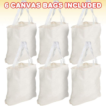 ArtCreativity Canvas Tote Bags - Pack of 6 - Heavy Fabric Cloth Bags with Handles, Canvas Bags for Crafts, Gifts, Goodies, and Favors, 13 x 11 Inches Eco Friendly Reusable Grocery Shopping Totes