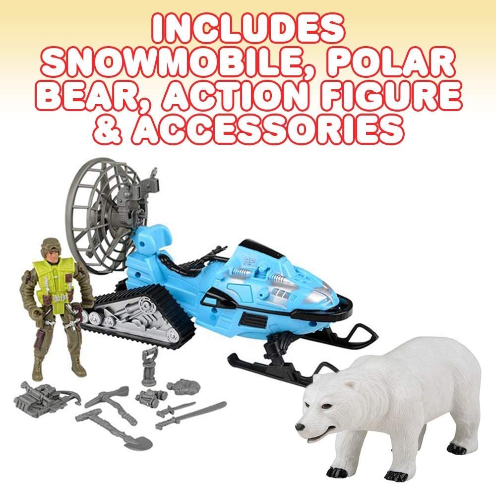 Polar Adventure Pod Playset for Kids, Play Set for Boys and Girls with Toy Snowmobile, Action Figure, Polar Bear, and Accessories, Best Christmas or Birthday Gift for Children