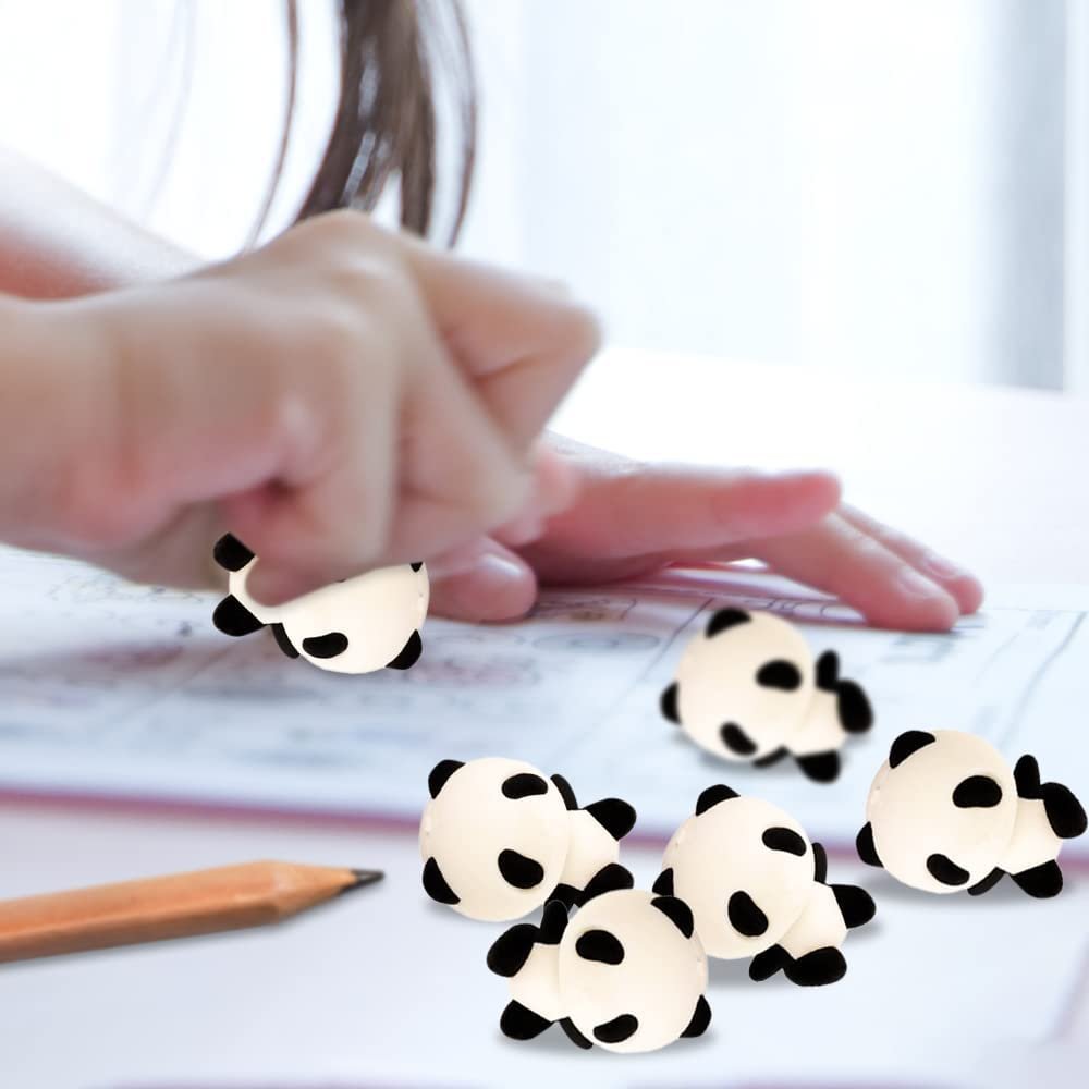 Panda Erasers for Kids, Set of 6, Aesthetic School Supplies for Kids and Classroom Gifts for Students, Great as Pinata Stuffers, Goodie Bag Fillers, and Stationery Party Favors