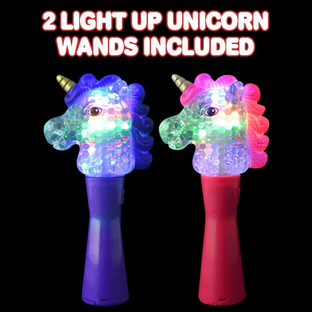 ArtCreativity 9 Inch Unicorn Magic Spinning Ball Wand - Set of 2- Unicorn Wand with Spinning LEDs - Cute Princess LED Wand for Girls and Boys - Fun Unicorn Party Supplies and Favors - Purple and Pink