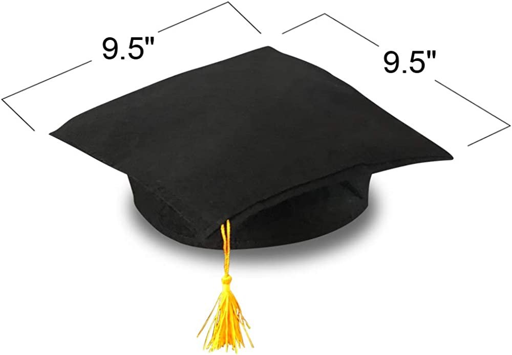 Black Graduation Caps for Kids, Pack of 12, Child-Size Grad Hats