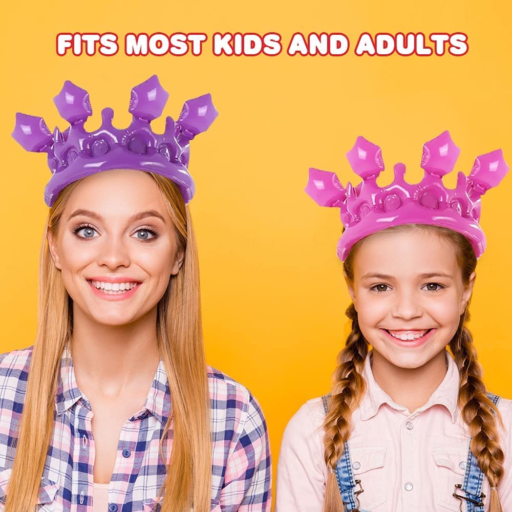 Crown Inflates for Kids and Adults, Set of 4, Inflatable Crown Toys with Vibrant Colors, Princess Party Decorations, Fun Party Inflates, Kids’ Swimming Pool Toys, 4 Colors