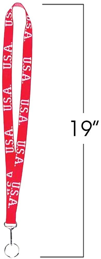 Patriotic Keychain Lanyards, Set of 12, 4th of July Party Favors, Red and Blue Lanyards with Key Ring and Metal Clip, Fun Accessories and Gifts for Patriotic Holidays and Events