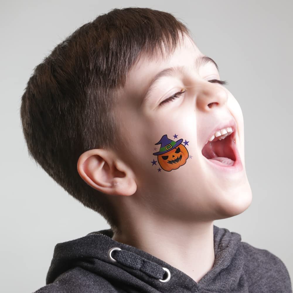 Assorted Halloween Temporary Tattoos for Kids - Pack of 160 - 2" Non-Toxic Tats Stickers for Boys and Girls, Great for Halloween Party Favors, Treats, Décor, Goodie Bags - 8 Designs