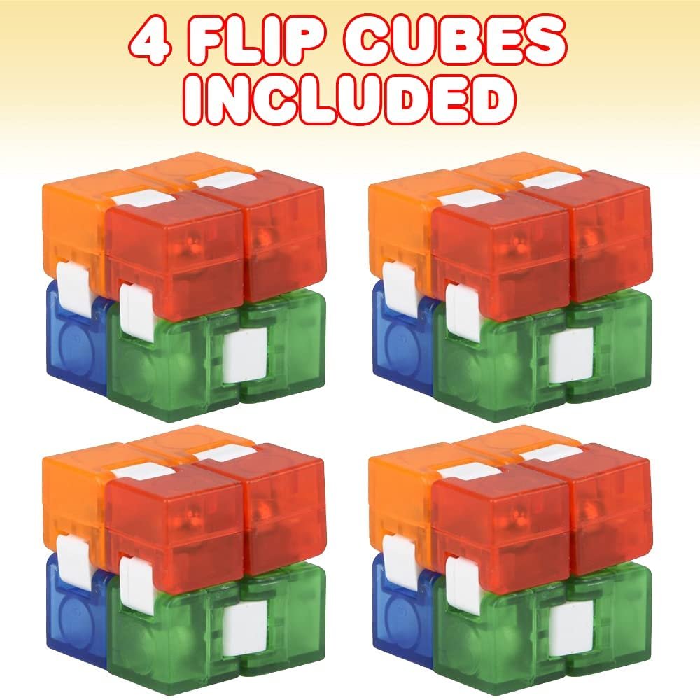 Flip Cubes for Kids, Set of 4, Fidgeting Cubes for Fun and Relaxation, Stress Relief Toys for Kids and Adults, Portable Fidget Cube Set, Party Favors and Stocking Stuffers