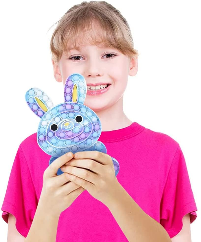Easter Bunny Jumbo Pop it Fidget Toy, 1 Piece, 11" Fidget Popper for Fun Stress Relief, Easter Egg Hunt Toy, Easter Basket Stuffer, and Themed Party Favor for Boys and Girls