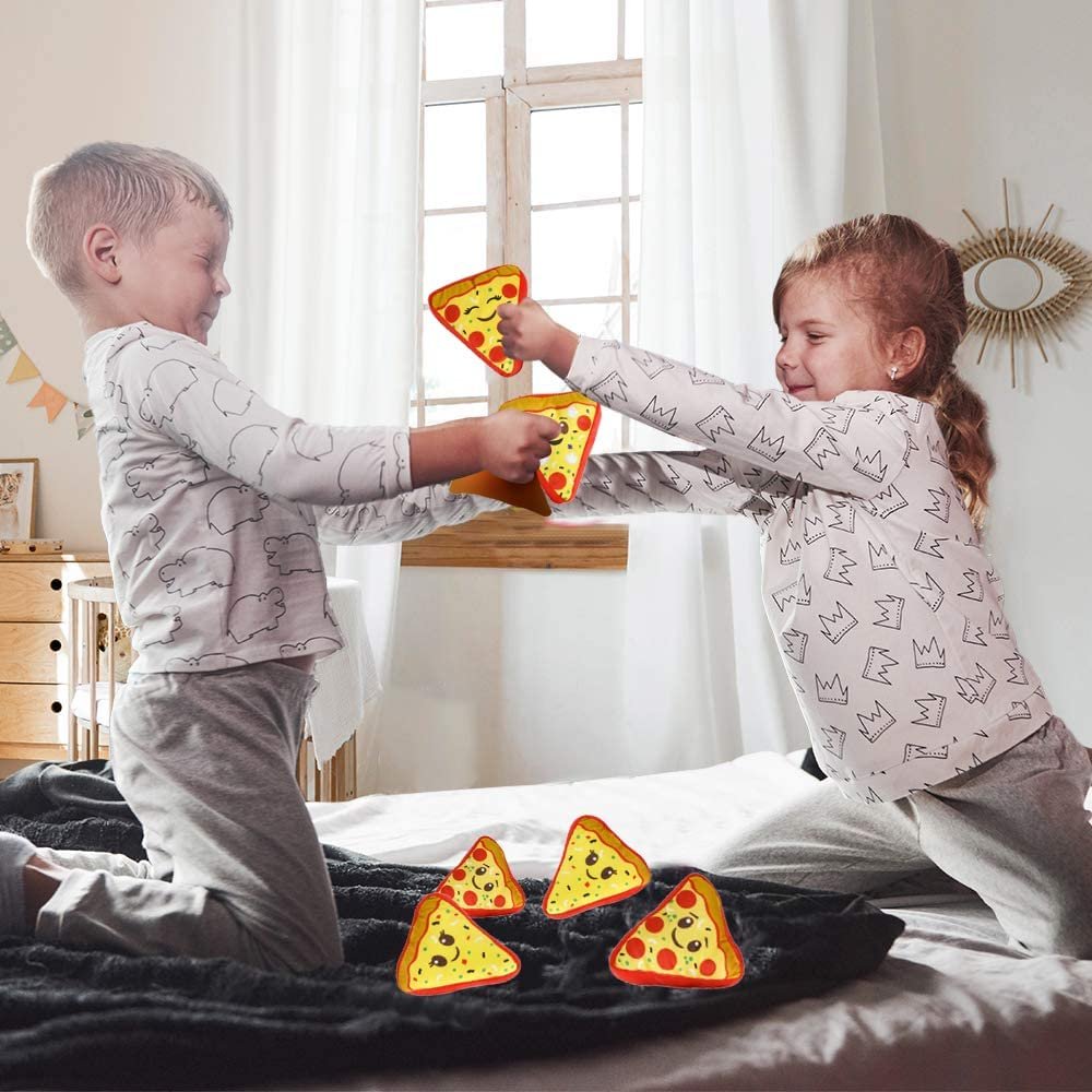 Mini Plush Pizza Toys for Kids, Set of 6, Soft and Cuddly Soft Stuffed Toys in Assorted Designs, Plush Party Favors for Kids, Cute Pizza Party Decorations, 4.5"