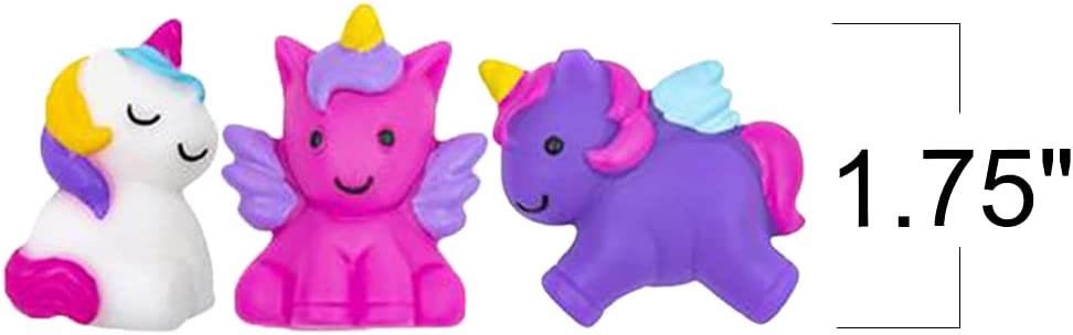 Squishy Unicorn Toys, Set of 24, Squeezy Unicorn Toys with Jelly-Like Texture, Gummy Fidget Toys for Girls and Boys, Princess Party Supplies, Calming Sensory Toys for Kids