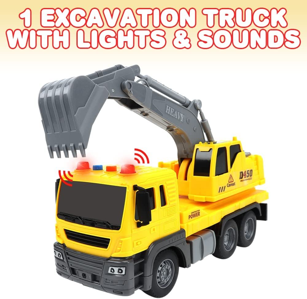 Light Up Excavation Truck Toy, Kids’ Construction Toy with Movable Parts, LEDs, and Sound Effects, Interactive Construction Vehicle Toys for Kids, Pretend Play Toys for Boys and Girls