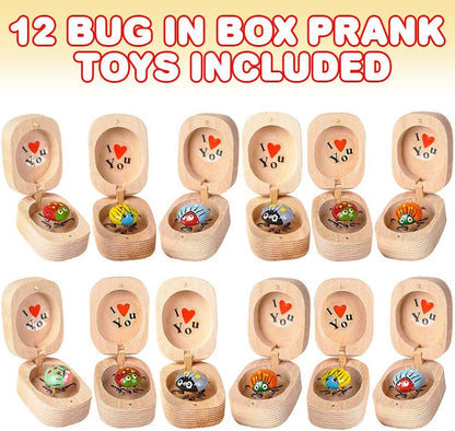 ArtCreativity 5 Assorted Insects Includes 12 Bug in The Box, For Kids Age 3+, I Love You Message on It, Assortment May Vary Ideal for Christmas Stocking Stuffer, Easter Egg Filler, Party Favors