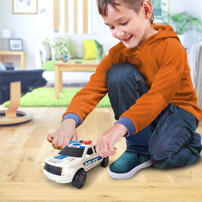 ArtCreativity Police Car Pickup Truck with LED Headlights and Sirens, Light-Up Push and Go Police Car Toy, Police Monster Trucks, Toy Trucks for Kids, Toddler Boy, Toy Cars for 2 Year Old Boys