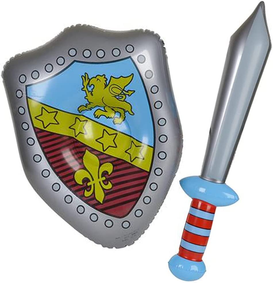 ArtCreativity Sword and Shield Inflate Set, Includes 1 Inflatable Sword and 1 Inflatable Shield, Medieval Knight Costume Accessories, Knight Party Decorations, Unique Beach Toys for Kids