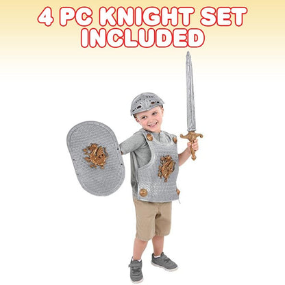 ArtCreativity Knight Set for Kids, Knight Costume for Kids with Sword, Vest, Helmet, and Shield, Halloween Costume for Boys and Girls, Medieval Pretend Play Toys for Children, Gold and Silver