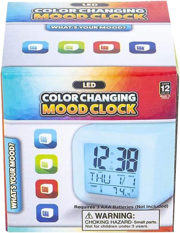 Color Changing LED Clock for Kids, Digital Clock with Time, Date, Temperature, Alarm with 8 Tunes, & Sleeping Function, Battery-Operated Night Light for Boys & Girls, Best Gift Idea