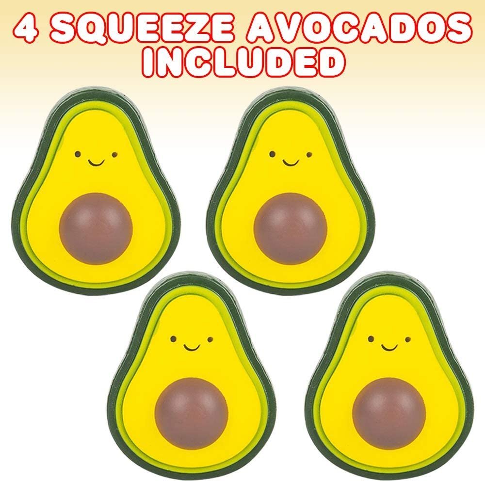 ArtCreativity Avocado Squeeze Toys for Kids, Set of 4, Scented Slow-Rise Stress Toys for Adults, Play Food for Children, Themed Party Favors, Great Gift Idea for Boys and Girls