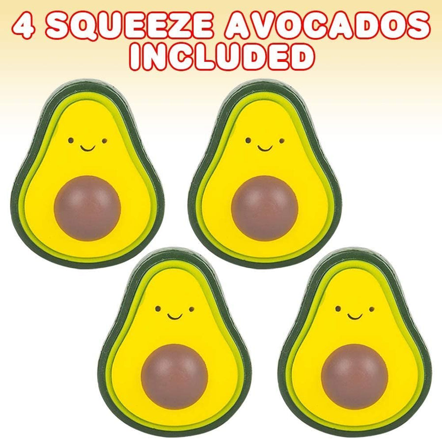 Avocado Squeeze Toys for Kids, Set of 4, Scented Slow-Rise Stress Toys for Adults, Play Food for Children, Themed Party Favors, Great Gift Idea for Boys and Girls