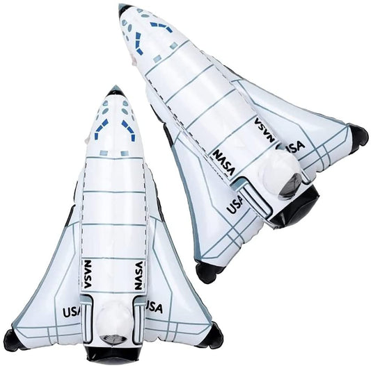 ArtCreativity Space Shuttle Inflates, Set of 2, Inflatable Astronaut Toys for Kids, Decorations for Outer Space Themed Parties, 14 Inch Long Party Inflates, Fun Pretend Play Accessories