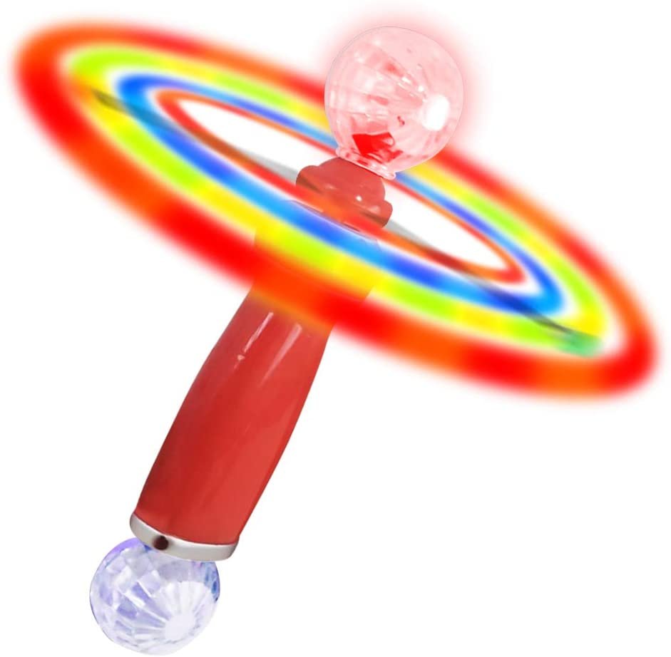 10" Double Ball Magic Spinning Wand, Flashing LED Wand for Kids with Batteries Included, Great Gift Idea for Boys and Girls, Fun Birthday Party Favor, Carnival Prize- Colors May Vary