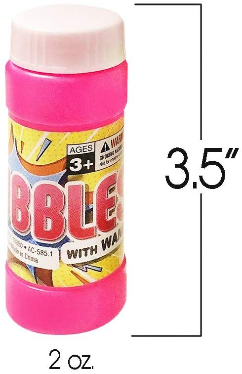 24 Pack Bubble Blower Bottles with Wands - 3.5" - Bubble Toy for Kids with 2oz of Solution - Outdoor Summer Fun - Birthday Party Favors, Supplies for Boys and Girls - Assorted Colors