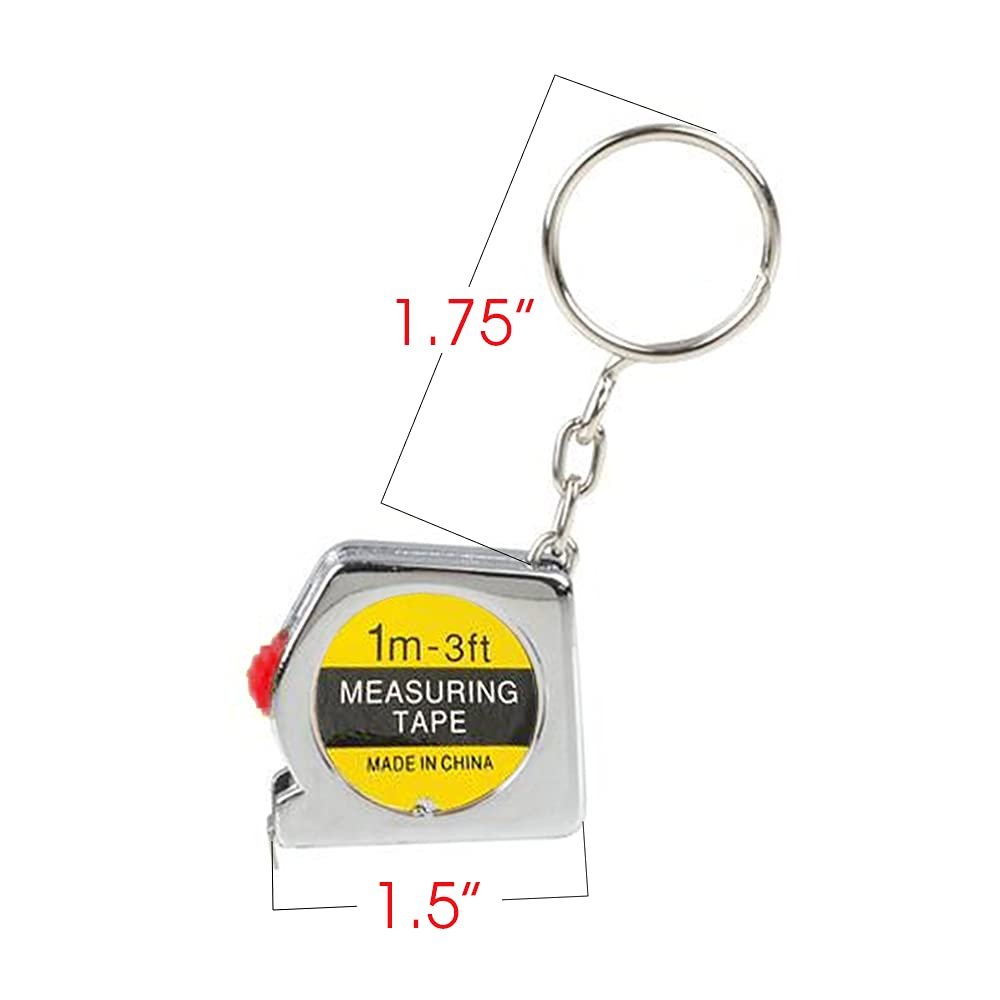 ArtCreativity 1.5 Inch Tape Measure Keychains for Kids, Set of 12, Functional Mini Tape Measures with Stable Slide Lock, Birthday Party Favors, Goody Bag Fillers, Prize for Boys and Girls