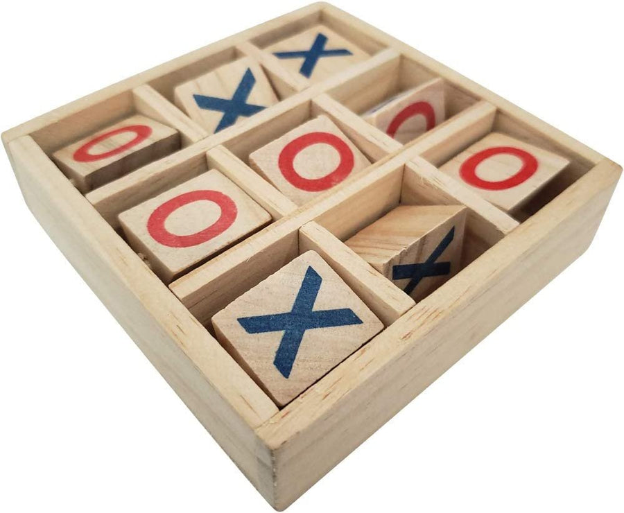 Gamie Wooden Tic-Tac-Toe Game - 4.75" Game for Kids and Adults - Fun Indoor Game Night Activity - Educational Toy for Children - Unique Desk Decoration, Gift Idea