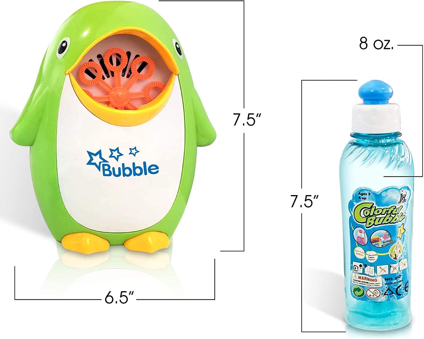 Penguin Bubble Machine with 8oz Bubble Solution, Cute Powerful Automatic Bubble Maker Toy for Kids and Parties, Simple and Easy to Use, Best for Wedding, Birthday Party, DJ, Baby Shower