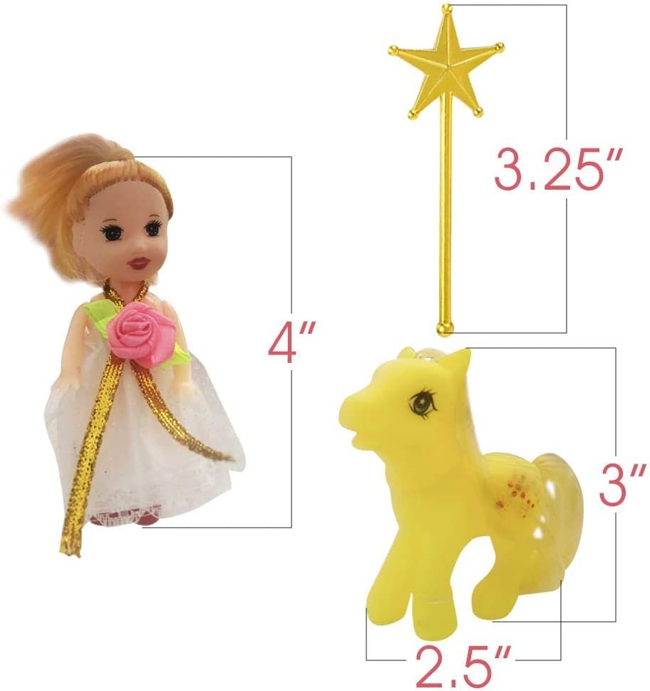 ArtCreativity Princess Pony Doll Play Set for Girls, Cute Playset with Doll, Horse, 4 Dresses, and Magic Wand, Durable Princess Pretend Play Toys, Best Holiday and Birthday Gift for Girls