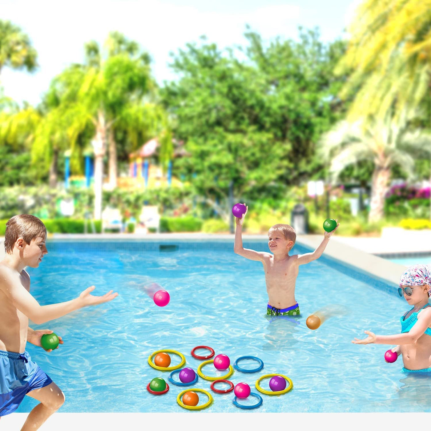 Gamie Floating Ring Toss Game for Kids, Outdoor Carnival Game Set with ...