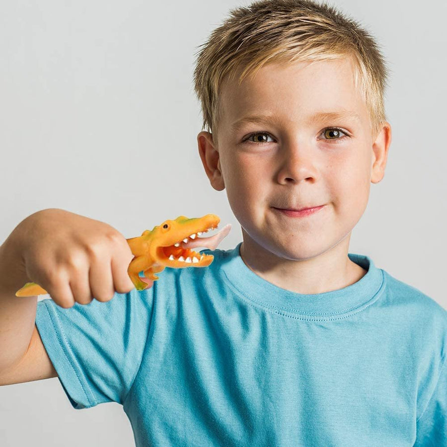 Pop-Out Tongue Crocodile Squeeze Toys for Kids, Set of 3, Squeezy Animal Toys, Stress Relief Sensory Toys for Boys and Girls, Fun Zoo and Safari Birthday Party Favors, 3 Colors