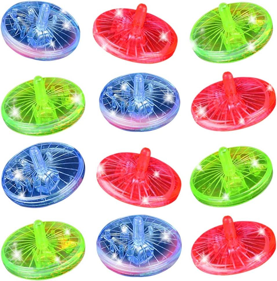 Light Up Spinning Top Toys, Flashing Spin Toys with LED Effects - Set of 12