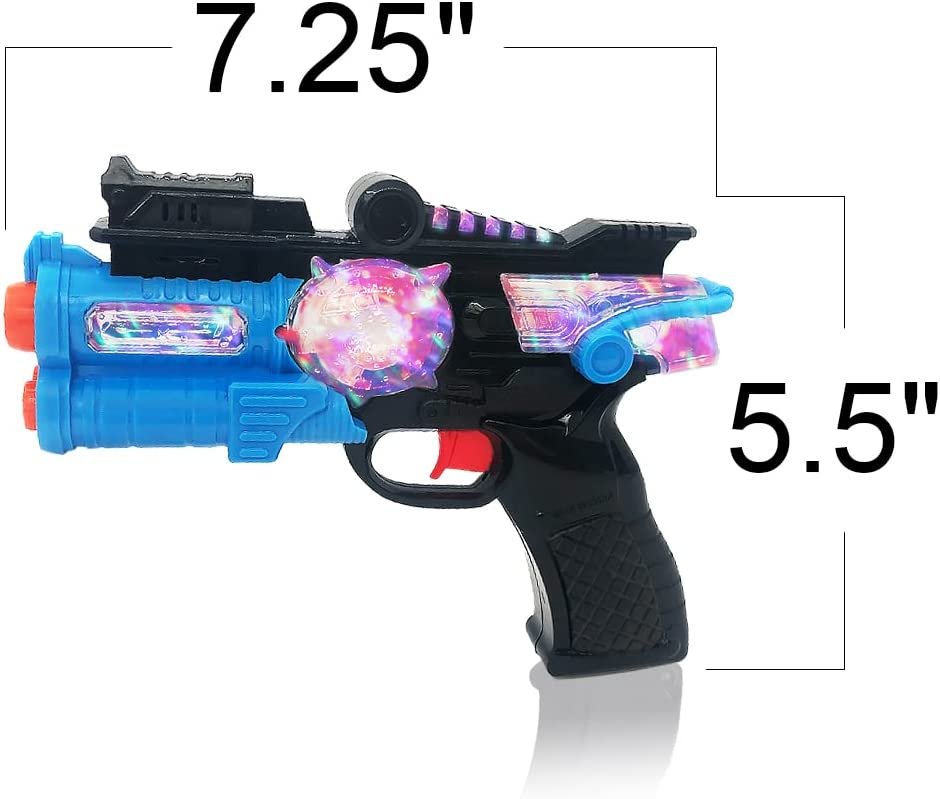 Light Up Toy Guns for Kids, Set of 2, Red and Blue Space Blasters with Flashing LEDs and Sound Effects, Cool Futuristic Toy Guns for Boys and Girls, Batteries Included