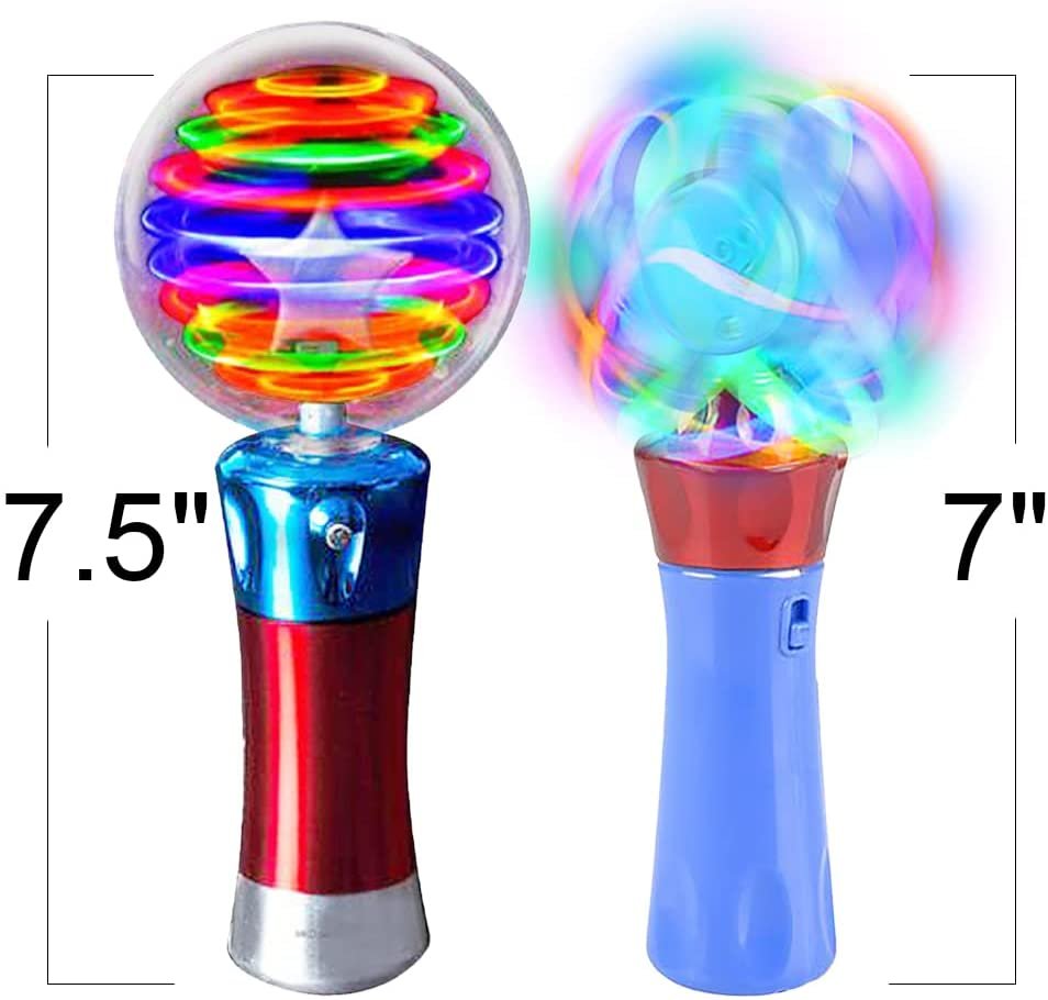 LED Wands for Kids, Set of 2, Includes 1 Light Up Orbiter Spinning Wand and 1 Light Up Magic Ball Wand, Flashing LED Wands for Boys and Girls with Thrilling Colors, Batteries Included