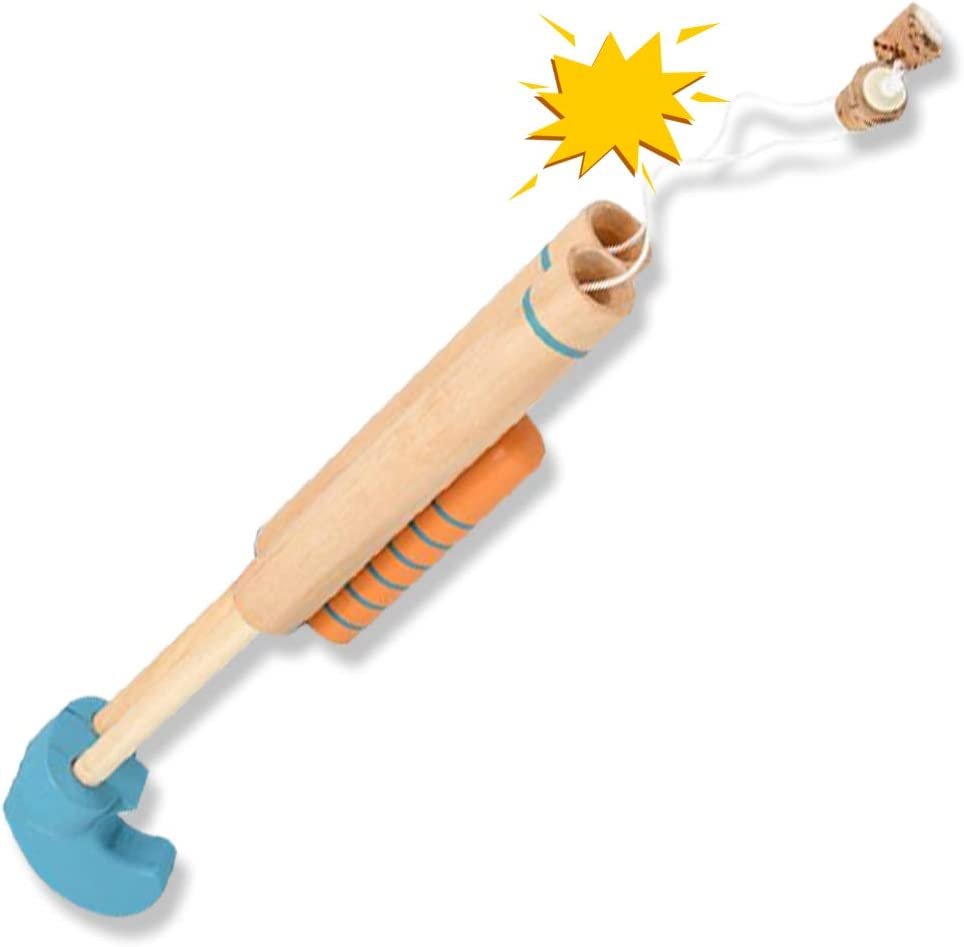 Wooden Double Barreled Pop Gun for Kids, Classic Wood Cork Popper Gun ...