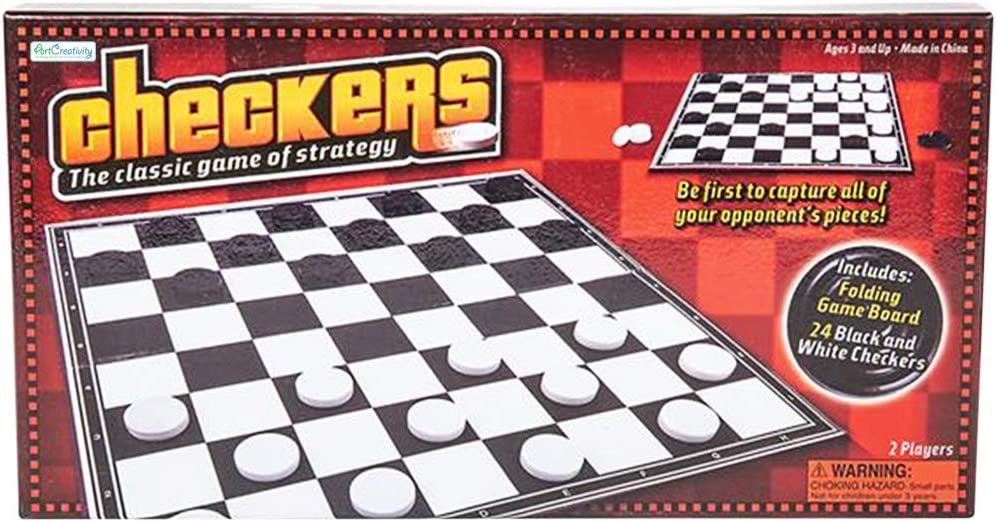 Gamie Checkers Board Game, Classic Foldable Family Board Game for Game Night, Indoor Fun and Parties, Develops Logical Thinking and Strategy, Best Gift Idea for Kids