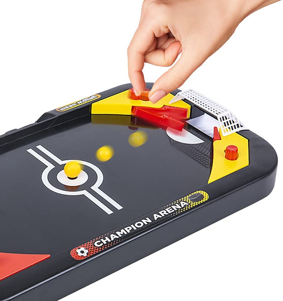 Gamie 2 in 1 Sports Tabletop Game for Kids, Soccer and Hockey Table Game for Indoor Fun, Includes Pucks, Balls, and Strikers, Fits on Table or Floor for Hours of Action-Packed Play