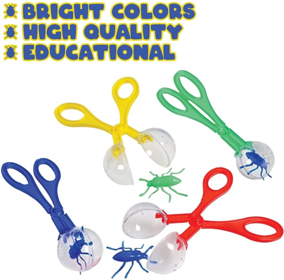 Toy Bug Catchers for Kids, Set of 12, Insect Catchers with Airholes and 1 Plastic Bug Each, Explorer Party Favors and Outdoor Toys for Kids, Nature Gifts for Kids in Assorted Colors