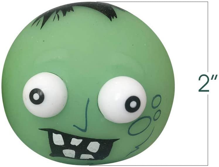 ArtCreativity Zombie with Pop Out Eyes, Set of 12, Fun Squeezy Stress Relief Toys for Kids, Halloween Party Favors and Non-Candy Trick or Treat Supplies, Birthday Goodie Bag Fillers