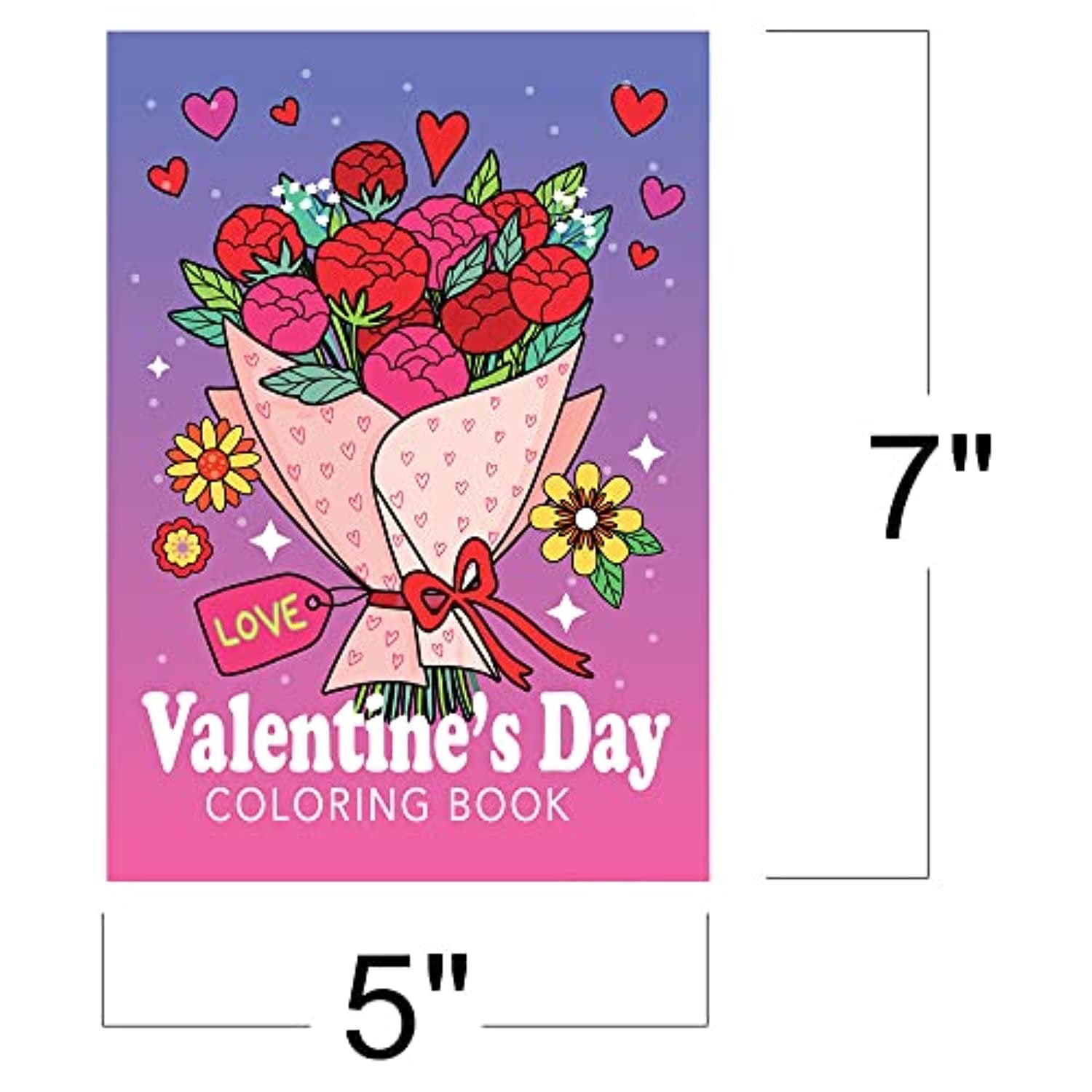Valentines Day Coloring Books for Kids, Bulk Color Booklets in 5 Designs, Pack of 20